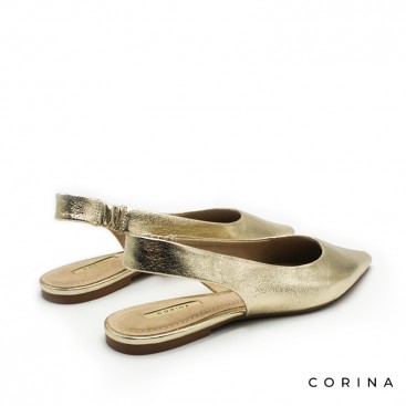 Bailarina dorada mujer abierta atrás con talonera elástica