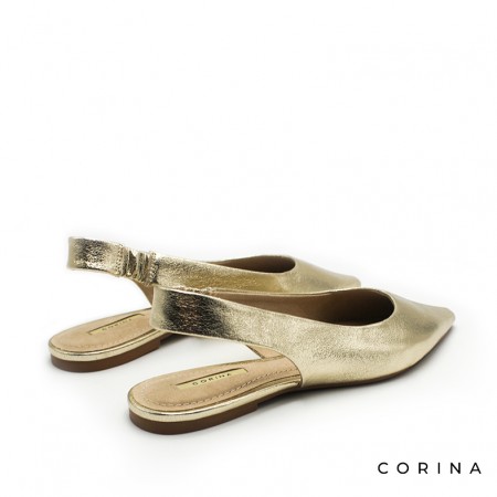 Bailarina dorada mujer abierta atrás con talonera elástica