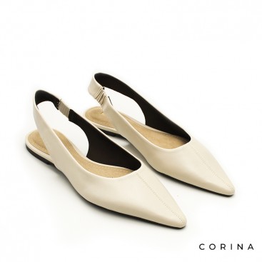 Zapato plano beige mujer tipo slingback con punta fina
