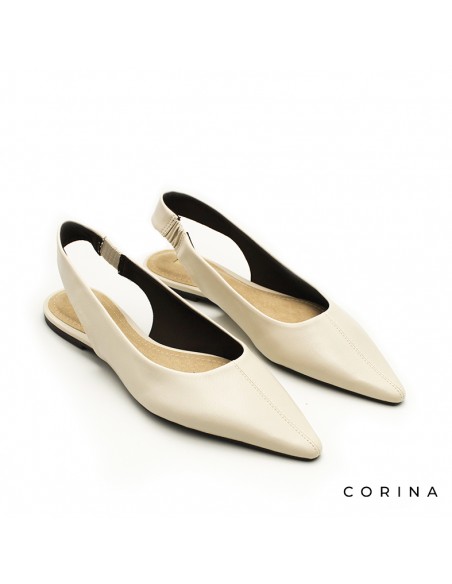 Zapato plano beige mujer tipo slingback con punta fina