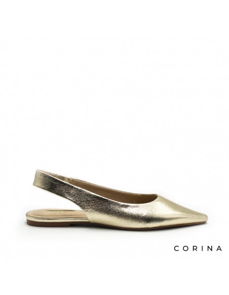 zapato plano dorado