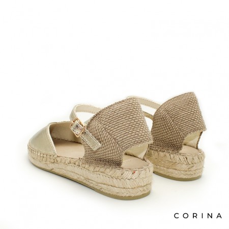 Valencianas doradas con suela de esparto 3 cm