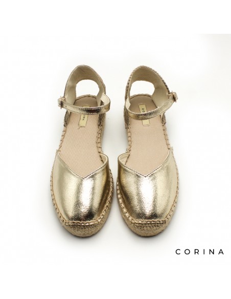 Alpargatas verano dorado brillo