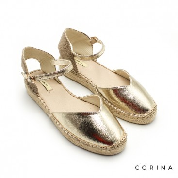 Espardeñas doradas metalizadas con cuña ligera