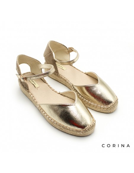 Espardeñas doradas metalizadas con cuña ligera