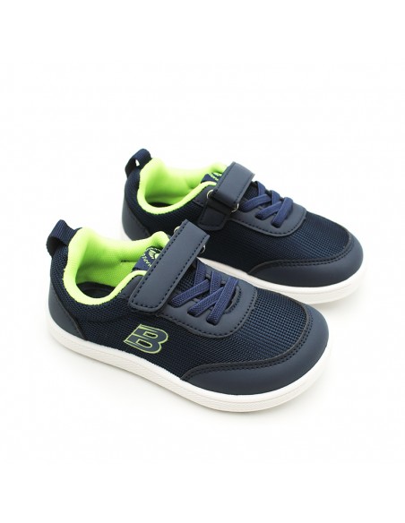 Deportivas minimalistas barefoot niño azul con puntera ancha