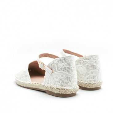 Valencianas niña blancas de encaje con suela de esparto