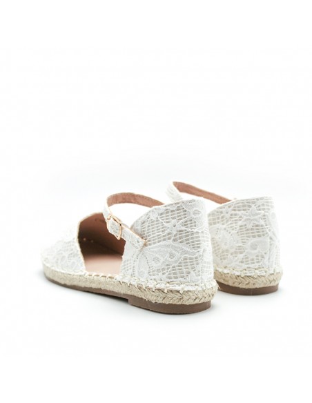 Valencianas niña blancas de encaje con suela de esparto