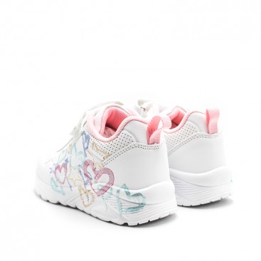 Zapatillas infantiles blancas con dibujo multicolor