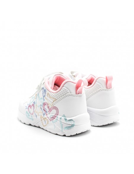 Zapatillas infantiles blancas con dibujo multicolor
