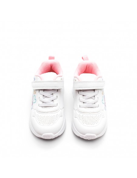 Deportivas niña blancas con velcro y cordón elástico