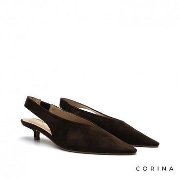 Zapato tacon bajo marron Corina