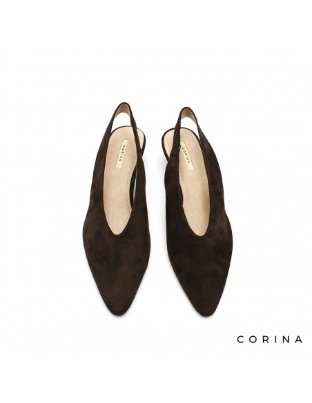Salón slingback marrón en antelina Corina