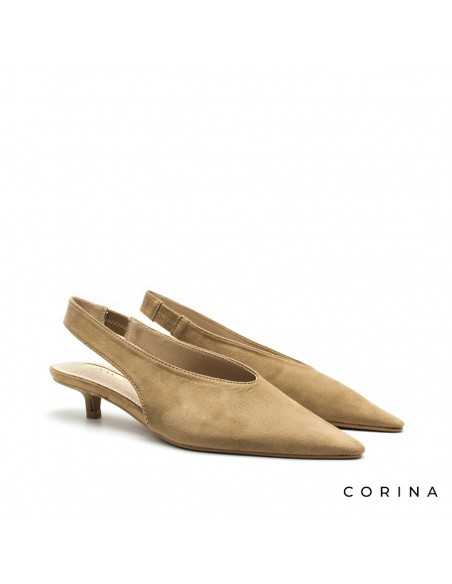 Salón destalonado camel tacón midi fino