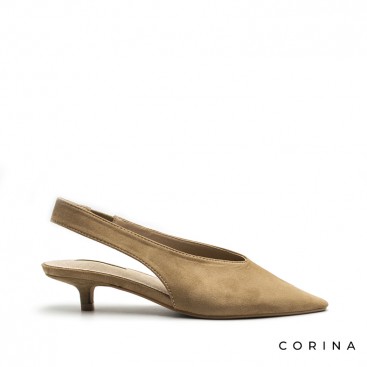 Zapatos tacon midi camel destalonados Corina