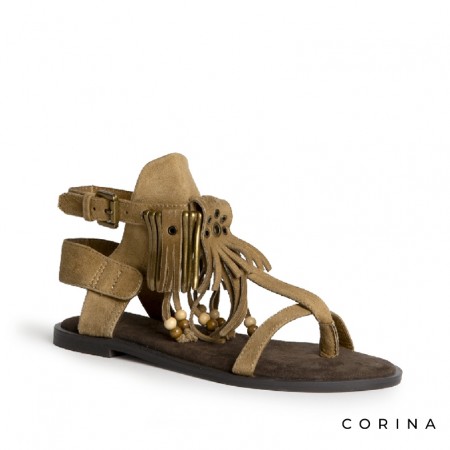 sandalias boho camel mujer