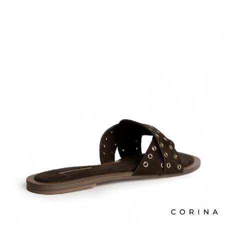 sandalias planas corina marrones