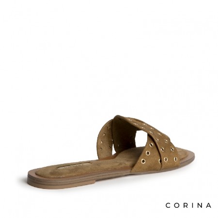 Sandalia mujer camel antelina plantilla acolchada