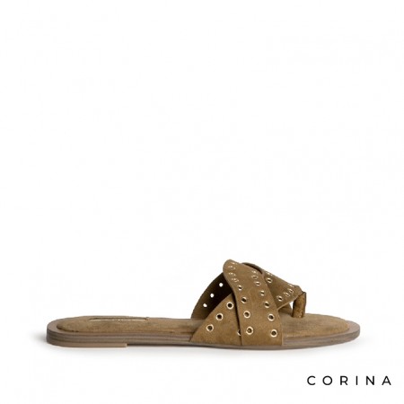 Sandalia plana camel Corina