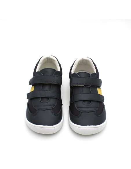 Zapatillas barefoot niño azul marino con doble velcro