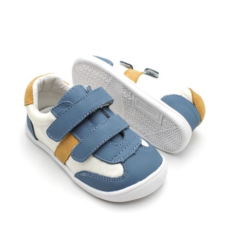 zapatillas barefoot azul denim niño doble velcro