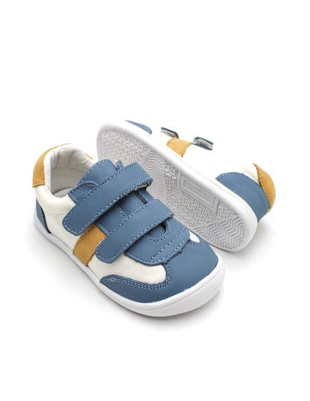 zapatillas barefoot azul denim niño doble velcro