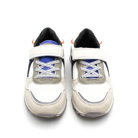 Zapatillas blancas niño cierre velcro y cordón elástico