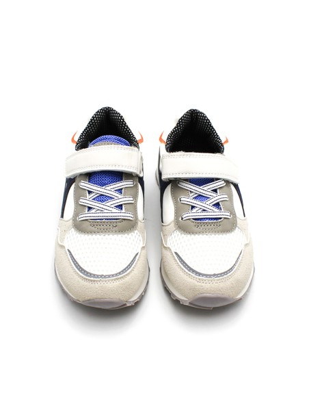 Zapatillas blancas niño cierre velcro y cordón elástico