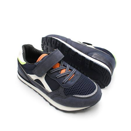 Zapatillas casuales niño marino detalle frontal