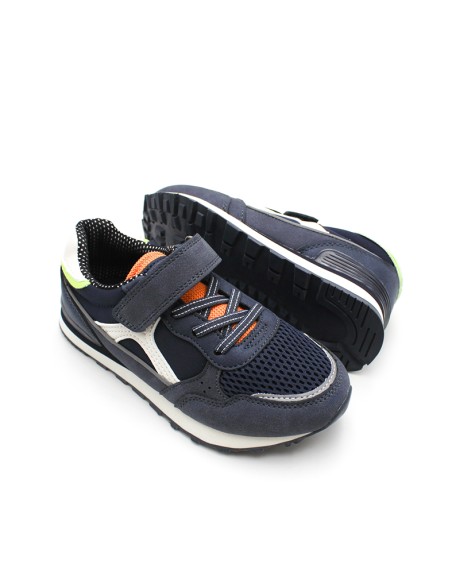 Zapatillas casuales niño marino detalle frontal