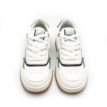 Zapatillas retro niño diseño blanco verde