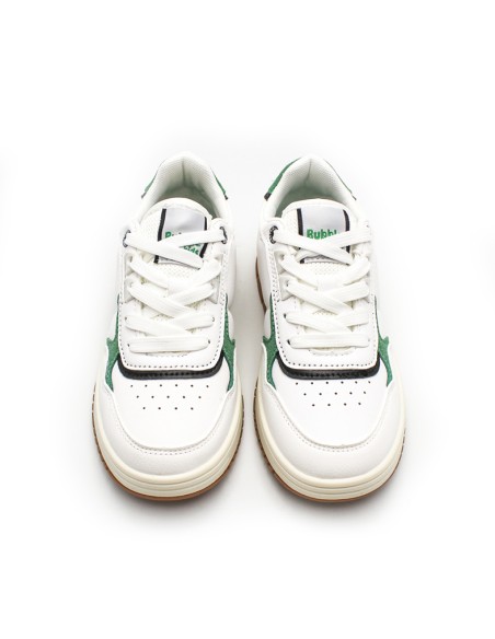 Zapatillas retro niño diseño blanco verde