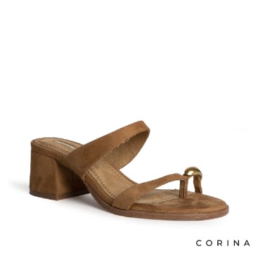 Sandalia Corina camel tacón cómodo