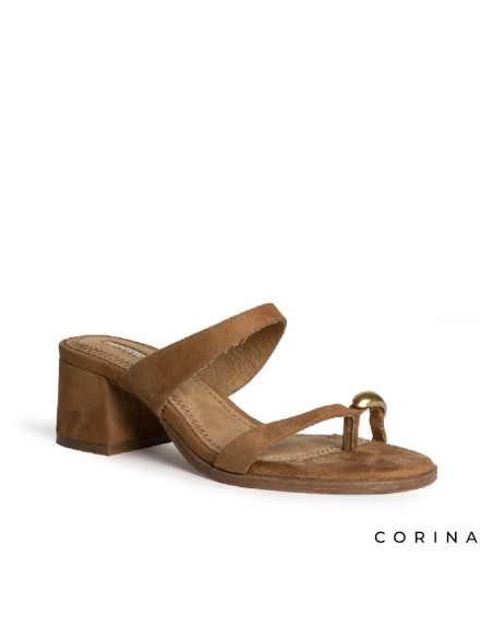 Sandalia Corina camel tacón cómodo
