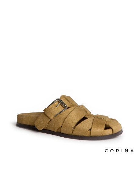 sandalias tipo zueco camel