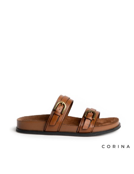 sandalias tiras anchas camel mujer