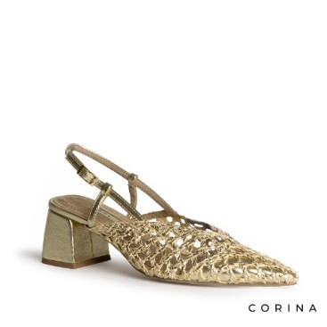Zapato fiesta dorado mujer