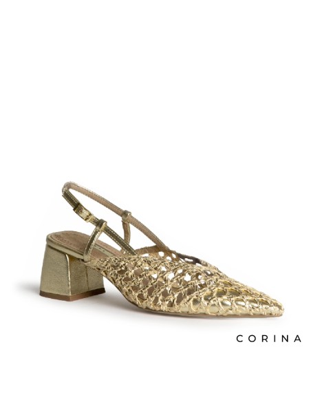 Zapato fiesta dorado mujer