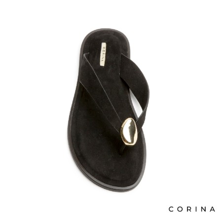 Sandalias planas negras Corina vestir