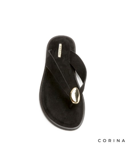 Sandalias planas negras Corina vestir