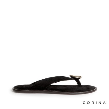 Sandalias planas dedo mujer negras