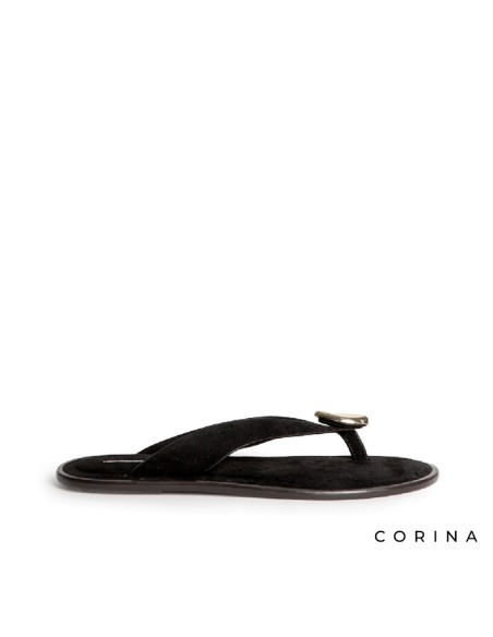 Sandalias planas dedo mujer negras