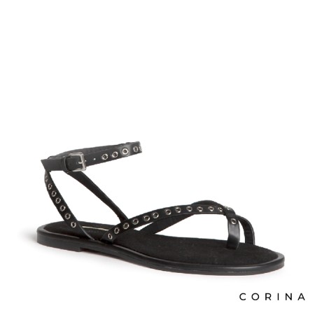 sandalias negras con hebilla mujer