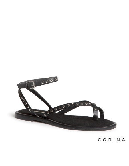 sandalias negras con hebilla mujer