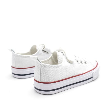 zapatillas lona blancas niño con cordones elásticos