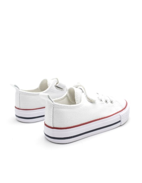 zapatillas lona blancas niño con cordones elásticos