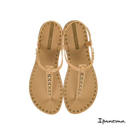 sandalia mujer ipanema beige con detalles dorados