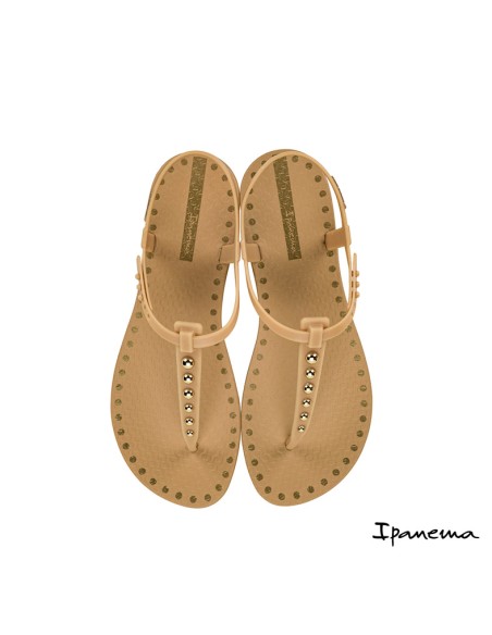 sandalia mujer ipanema beige con detalles dorados