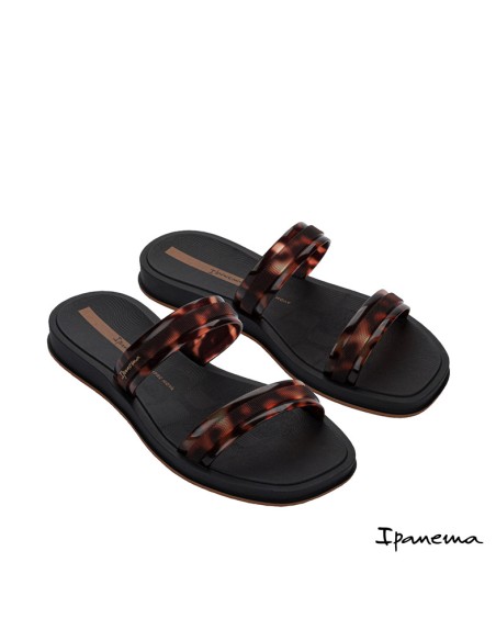 chanclas ipanema negras con tiras carey
