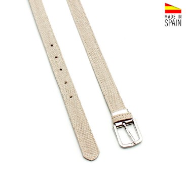 cinturon beige niño elegante lino